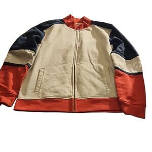 Guess Sweat Jacket Men's Medium NWOT Grey, Blue and Red Zip up Hoodie Warm Cozy